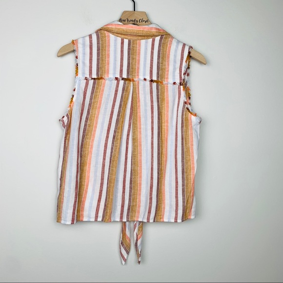 Cloth & Stone Multicolor Striped Sleeveless Tie Blouse - Picture 7 of 11